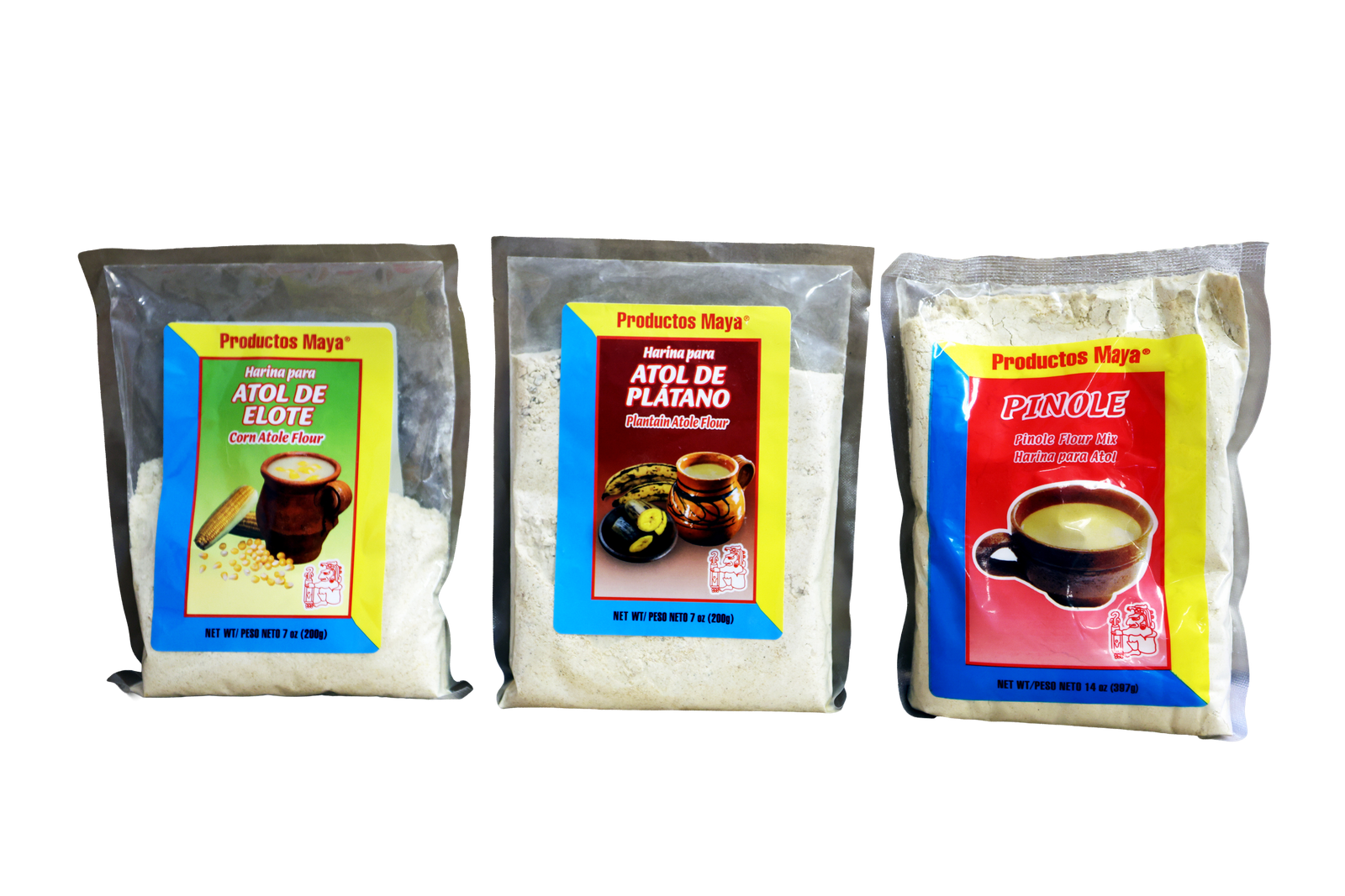 Atoles de elote, platano y pinole
